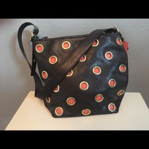 Coach brown/orange handbag with tassels